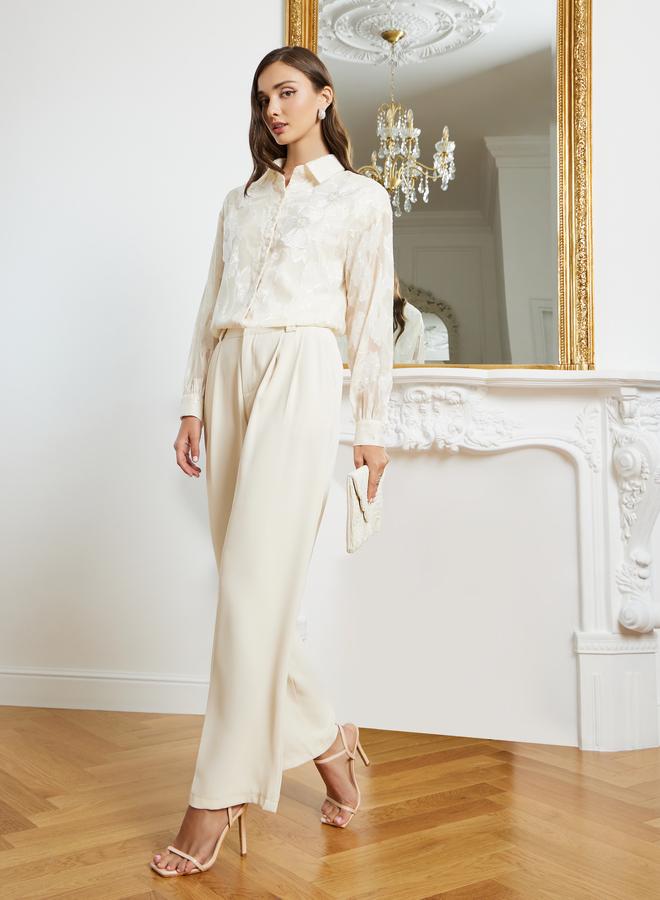 ستايلي بلوزة شفافة جاكار بأزهار - Image 3